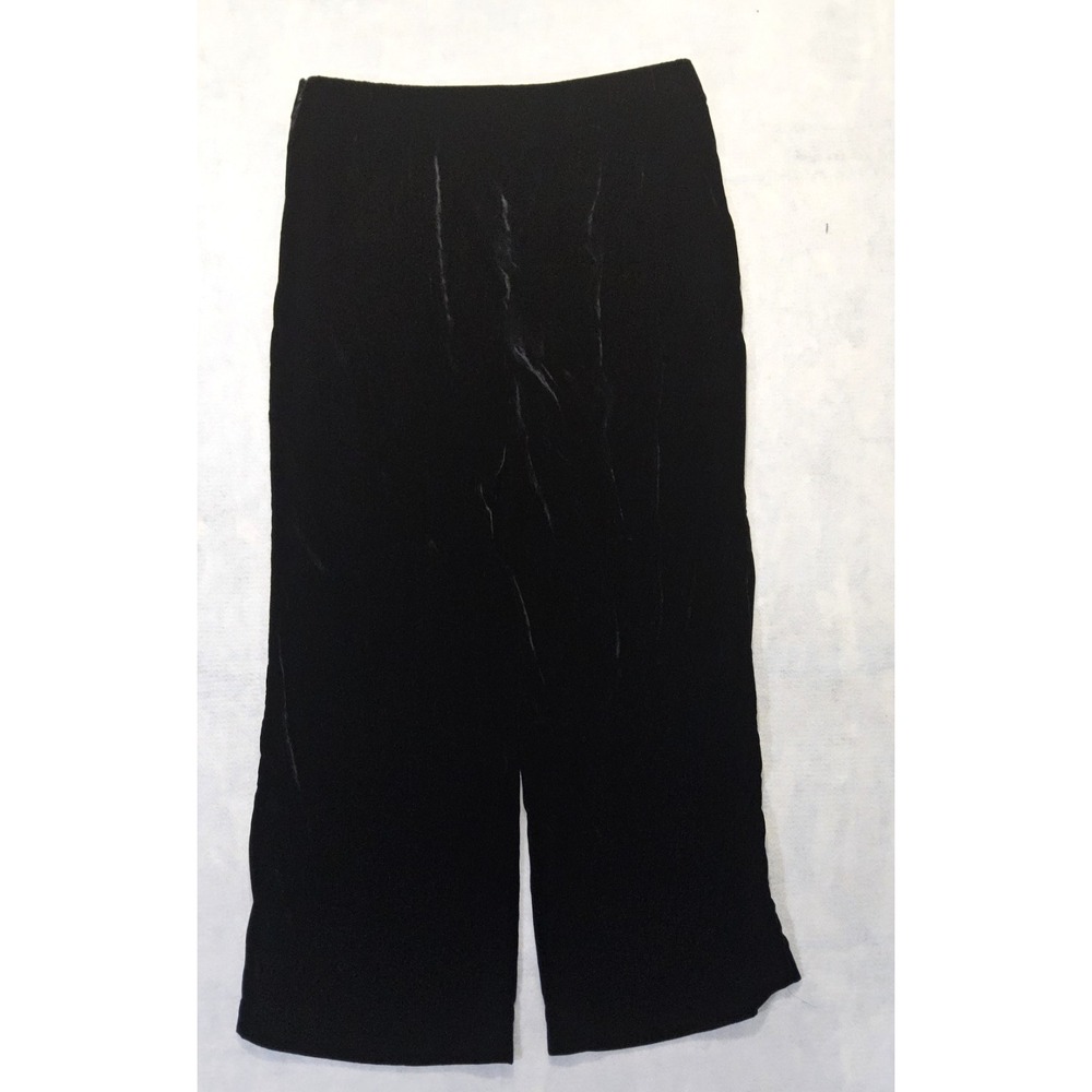 Talbots Velvet Pants Sz 16 XL Dress Black High Rise Wide Leg Holiday Formal